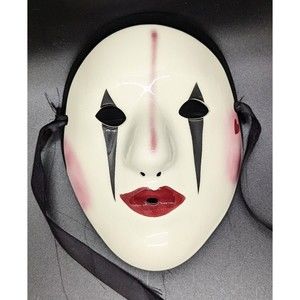 VINTAGE Fancy Faces Porcelain Wall Mask New Orleans Artist Signed Mardi Gras 80s